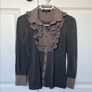 Weekend MaxMara Ruffled Collar Long Sleeve Button-Up Shirt